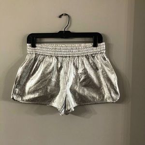 NWOT Express S Metallic Silver Shorts